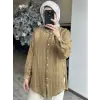 Almarwah Yırtmaç Detaylı Gofre Gömlek 101006