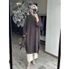 QooQ Drape Detaylı Maxi Nerva Tunik Gömlek 26SS229