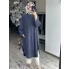 QooQ Drape Detaylı Maxi Nerva Tunik Gömlek 26SS229