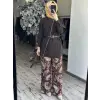 Qupra Etnik Desen Ve saten Teknik Kumaş Kombinli Ceket Pantolon Takım WAD1209