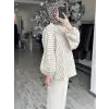 Almarwah Kolları Lastikli ve Büzgülü Yandan Yırtmaçlı Çizgili Gömlek 101007