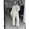 Almarwah Kolları Lastikli ve Büzgülü Yandan Yırtmaçlı Çizgili Gömlek 101007