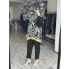 Ghisa  Desenli Saten Kap Pantolon Takım G9228