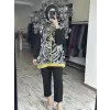 Ghisa  Desenli Saten Kap Pantolon Takım G9228