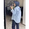 Ghisa Fırfırlı Kapüşonlu Çizgili Gömlek G4318