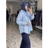 Ghisa Fırfırlı Kapüşonlu Çizgili Gömlek G4318