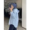 Ghisa Fırfırlı Kapüşonlu Çizgili Gömlek G4318