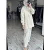 Ghisa Kapüşonlu Nakışlı  Kap Pantolon Takım G9267