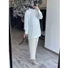 Kayra Çizgili Basic Çiçek Motifli Sweatshırt KA70025