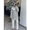 Kayra Çizgili Basic Çiçek Motifli Sweatshırt KA70025