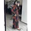 Almarwah Floral Desenli Jakarlı Elbise 905018