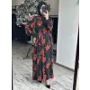 Almarwah Floral Desenli Jakarlı Elbise 905018
