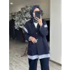 Ghisa Kot Görünümlü Çizgli Kombinli Kap Pantolon Takım G9136
