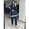 Ghisa Kot Görünümlü Çizgli Kombinli Kap Pantolon Takım G9136