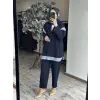 Ghisa Kot Görünümlü Çizgli Kombinli Kap Pantolon Takım G9136