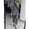 Ghisa Taş Baskılı Kot Görünümlü Kap Pantolon Takım G9186