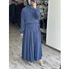 Almarwah Yarım Düğme Kapamalı Tencel Bluz Etek Takım 202994