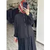 Almarwah Yarım Düğme Kapamalı Tencel Bluz Etek Takım 202994