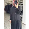 Almarwah Yarım Düğme Kapamalı Tencel Bluz Etek Takım 202994