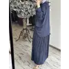 Kahma  Kraş Ve Pliseli Tencel Gömlek Etek Takım