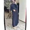 Kahma  Kraş Ve Pliseli Tencel Gömlek Etek Takım
