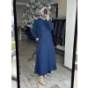 Kayra Kendinden Desenli Britli Tencel Etek Bluz Takım KA16082
