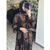 Almarwah Floral Desenli Jakarlı Elbise 905018