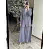 Kahma Sırtı ve Kolları Lazer Kesimli Ceket Pantolon Takım