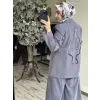 Kahma Sırtı ve Kolları Lazer Kesimli Ceket Pantolon Takım