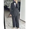 MAQ Sırtı Nakışlı Tencel Ceket Pantolon Takım