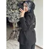MAQ Sırtı Nakışlı Tencel Ceket Pantolon Takım