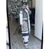 Ghisa Kontrast Etnik Desenli  Kap Pantolon Takım G9331