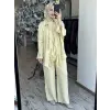 Kahma Güpür Detaylı Bluz Ceket Pantolon Üçlü Takım