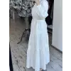 Almarwah Güpür Detaylı Keten Elbise 303903