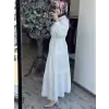Almarwah Güpür Detaylı Keten Elbise 303903