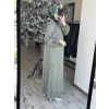 Almarwah Önden Yarım Düğmeli Cepli Rahat Elbise 303900