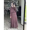 Misswhence Parça Kumaş Kombinli Cupra İpek Gömlek Etek Takım 39304