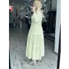 Almarwah Önden Yarım Düğmeli Nakışlı Elbise 303932