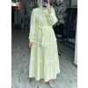 Almarwah Önden Yarım Düğmeli Nakışlı Elbise 303932