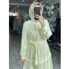 Almarwah Önden Yarım Düğmeli Nakışlı Elbise 303932