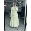 Almarwah Önden Yarım Düğmeli Nakışlı Elbise 303932