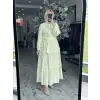 Almarwah Önden Yarım Düğmeli Nakışlı Elbise 303932
