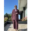 Tığ Triko Yaka Detaylı Blazer Ceket Pantolon Takım TKM5085