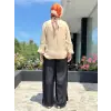 Misswhence Yanlardan Fermuar Kapama Detaylı Chanel Keten Pantolon 39114