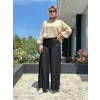 Misswhence Yanlardan Fermuar Kapama Detaylı Chanel Keten Pantolon 39114