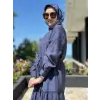 Almarwah Birit Detaylı Desenli Tencel Elbise 303916