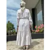 Clande Çizgili Poplin Elbise