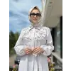 Clande Çizgili Poplin Elbise