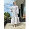 Clande Çizgili Poplin Elbise