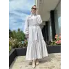 Clande Çizgili Poplin Elbise